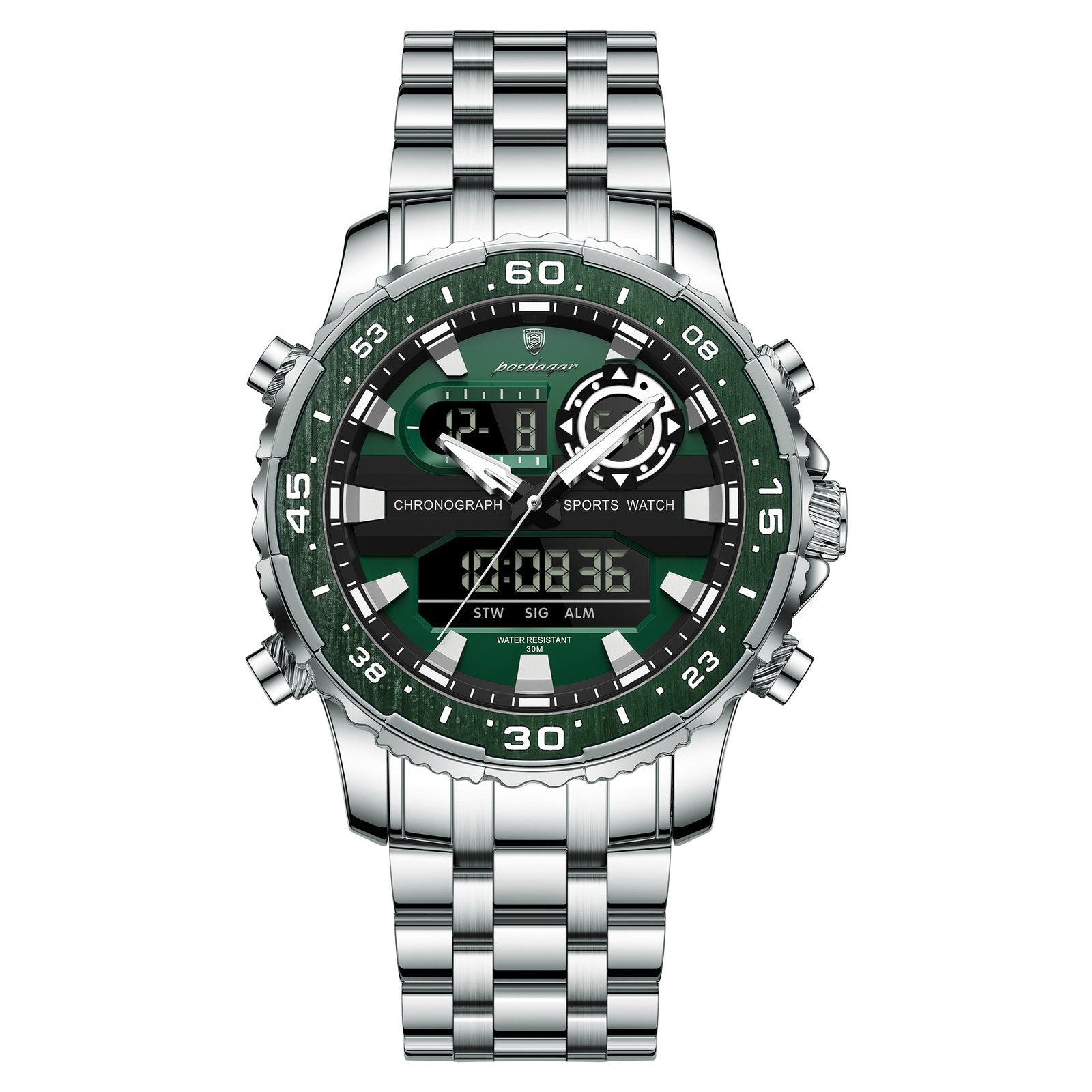 Poedagar E122 watch Silver Green variant