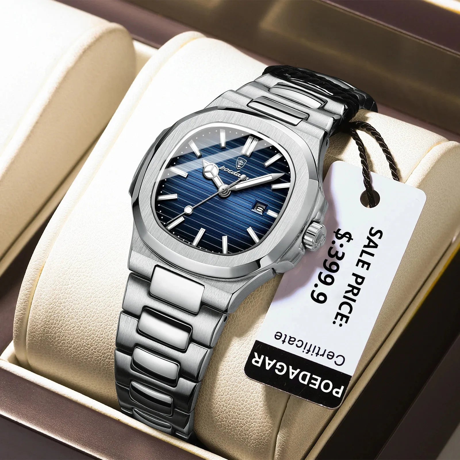 POEDAGAR Luxury Womanâ€™s Quartz Watch, angled view