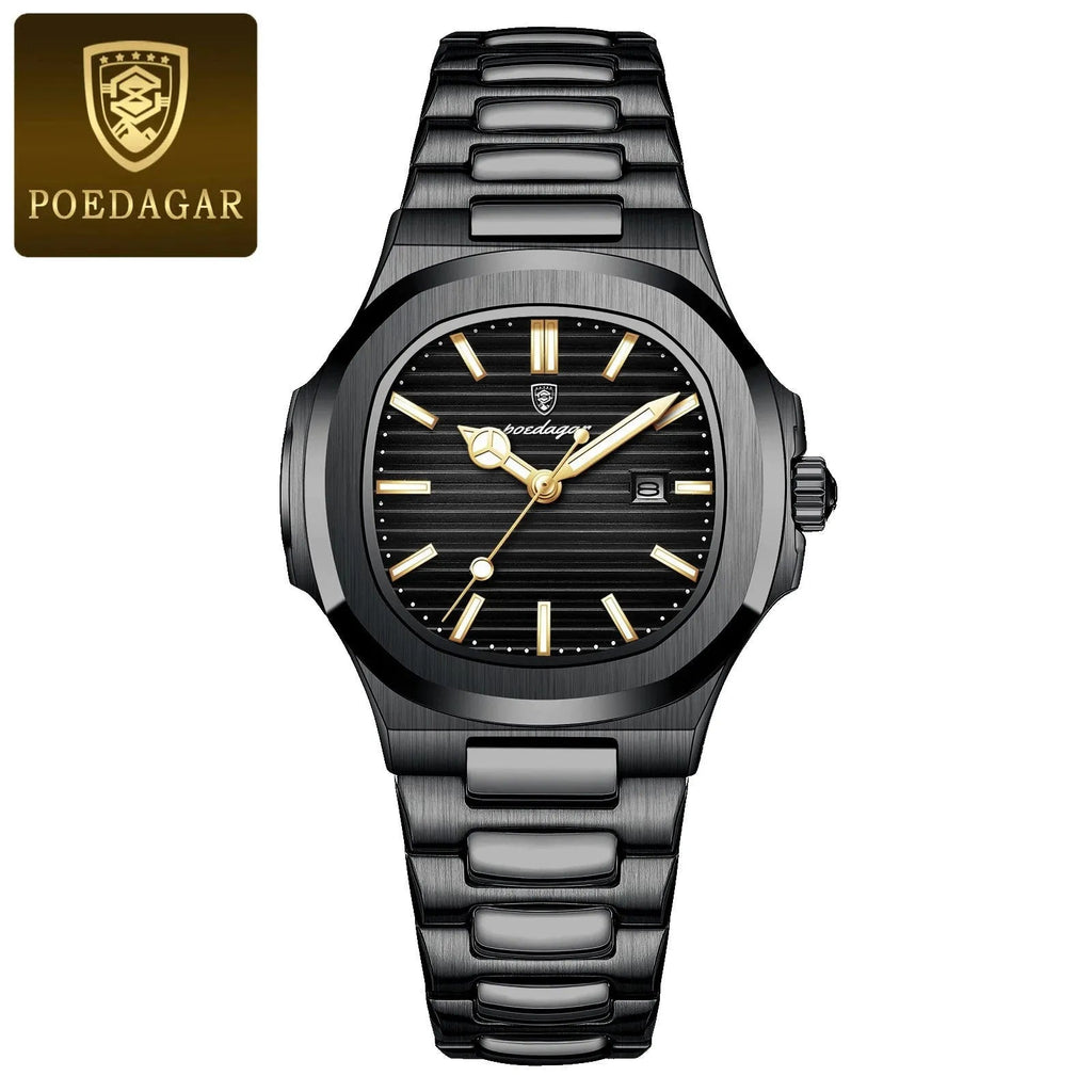 POEDAGAR Luxury Womanâ€™s Quartz Watch with black black dial