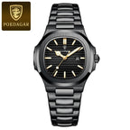 POEDAGAR Luxury Womanâ€™s Quartz Watch with black black dial