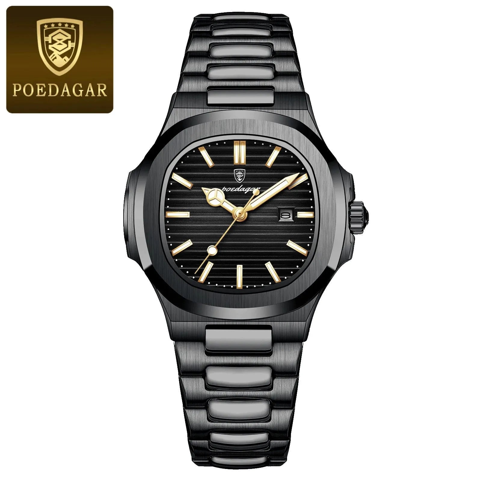 POEDAGAR Luxury Womanâ€™s Quartz Watch with black black dial