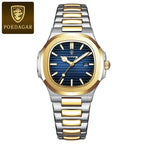 POEDAGAR Luxury Womanâ€™s Quartz Watch with gold blue dial