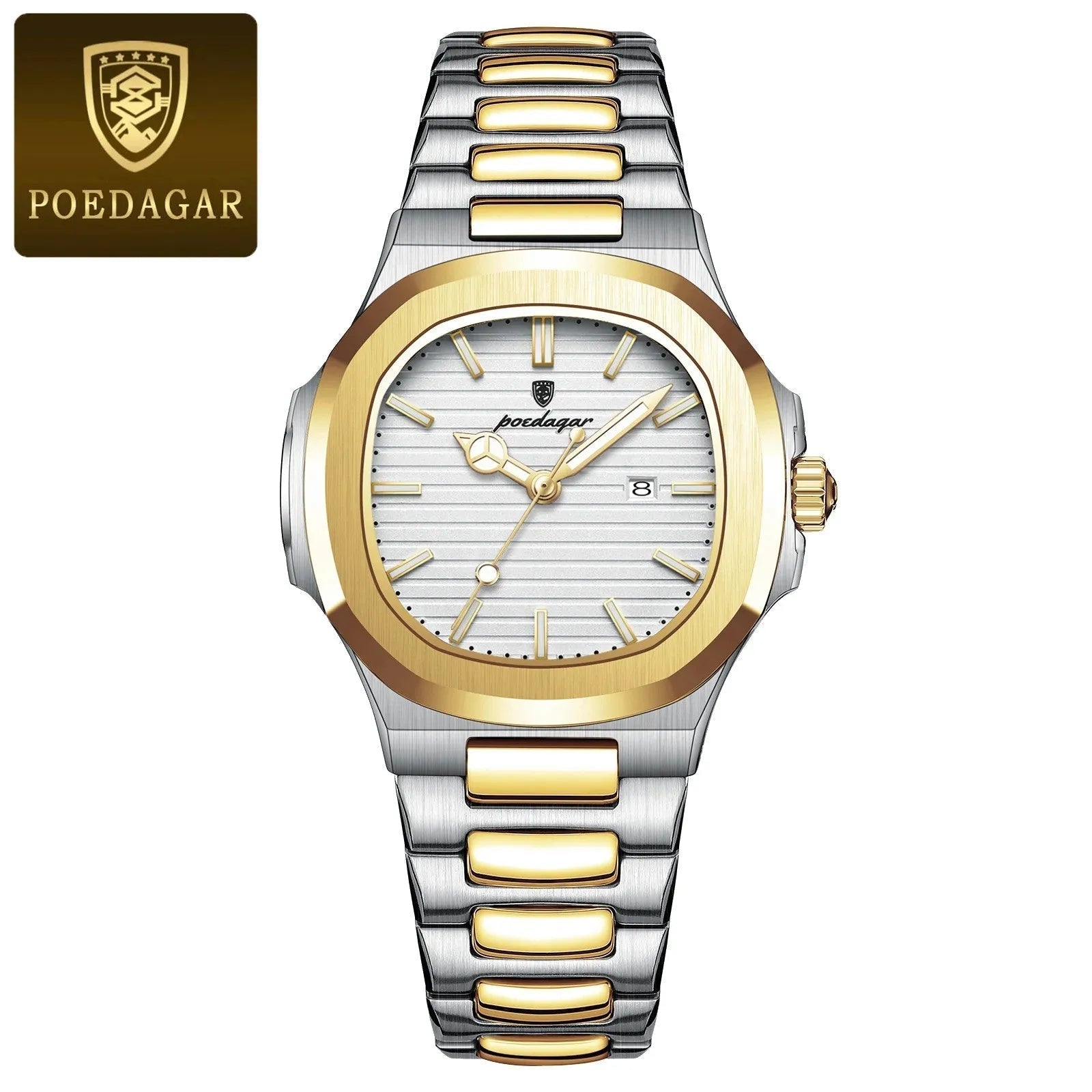 POEDAGAR Luxury Womanâ€™s Quartz Watch with gold white dial