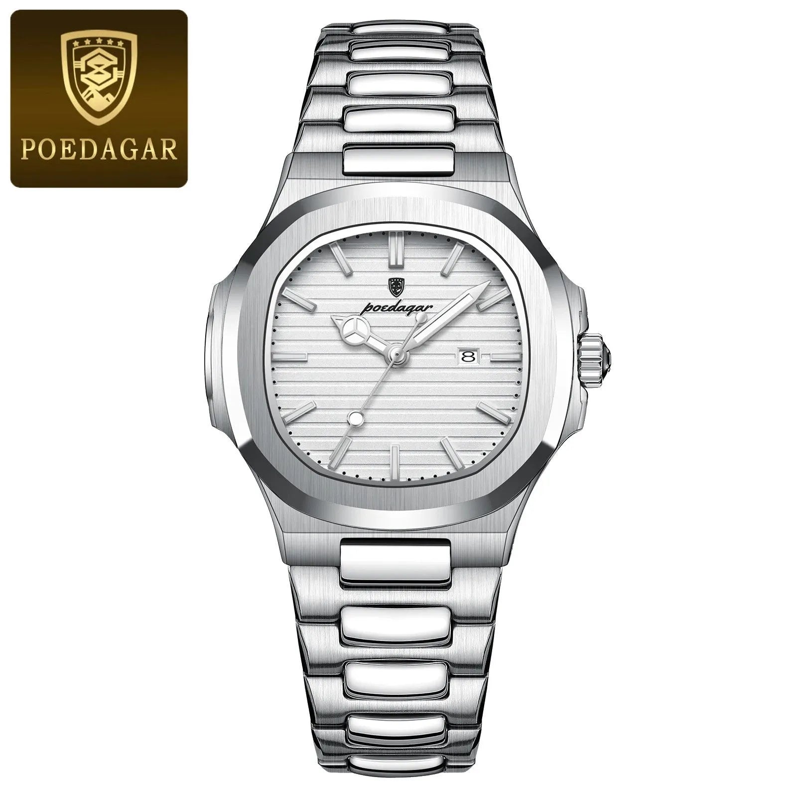 POEDAGAR Luxury Womanâ€™s Quartz Watch with silver white dial