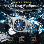 POEDAGAR women's quartz watch 3ATM waterproof feature graphic with blue dial and steel bracelet