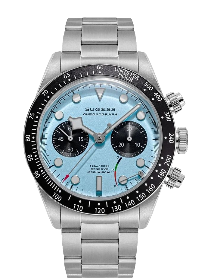 Sugess S457 manual chronograph with ice blue panda dial