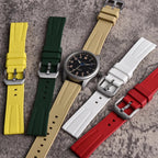 Fluororubber diving watch band 20mm 22mm rubber strap variants in yellow green beige white and red