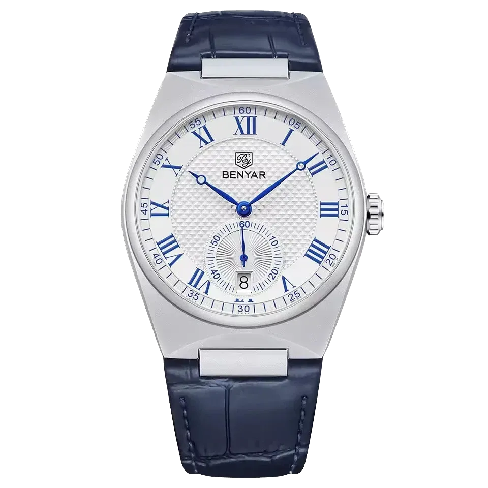 BENYAR 5199 Men's Quartz Watch Simple Calendar Waterproof Leather Strap-PrimeTimepiece