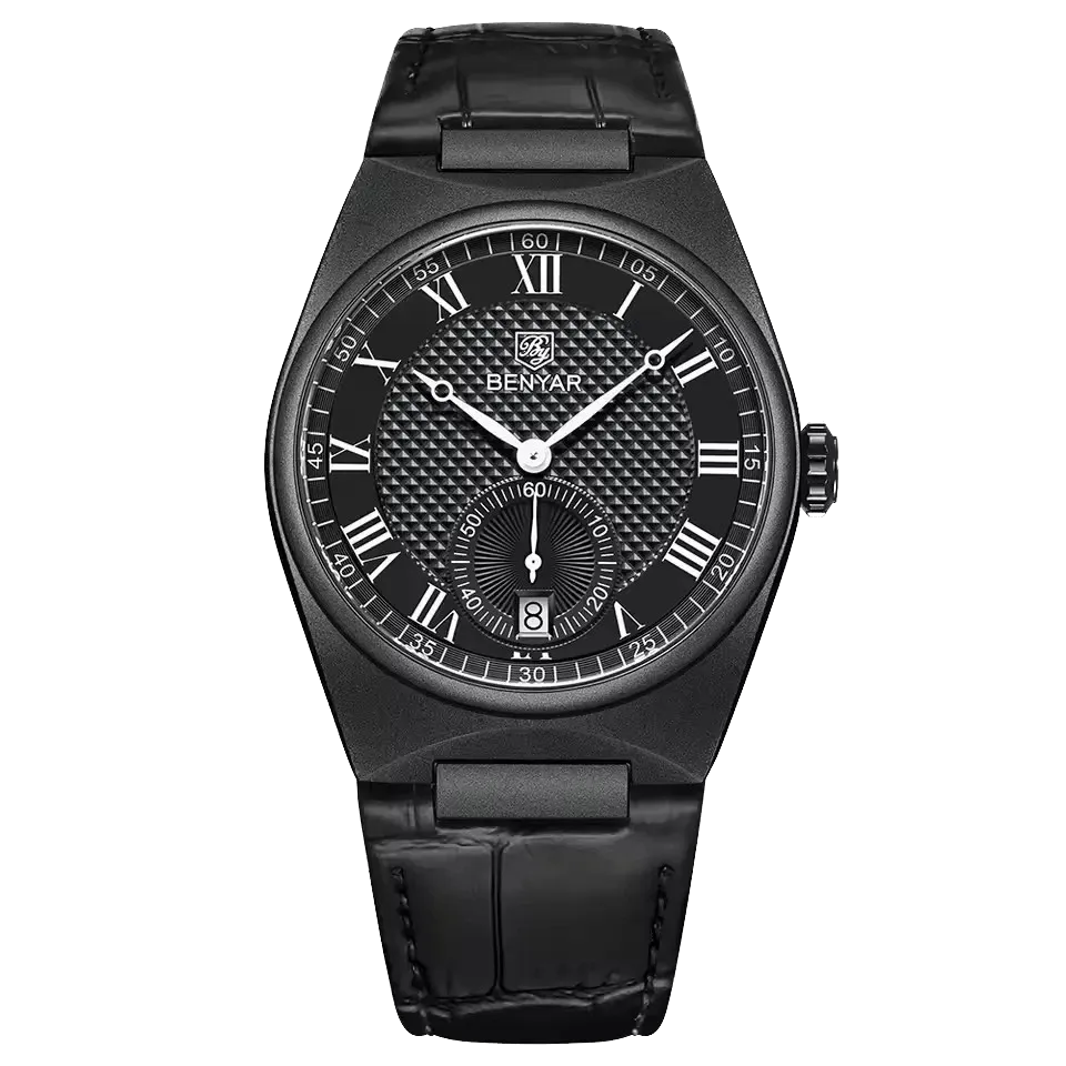 BENYAR 5199 Men's Quartz Watch Simple Calendar Waterproof Leather Strap-PrimeTimepiece