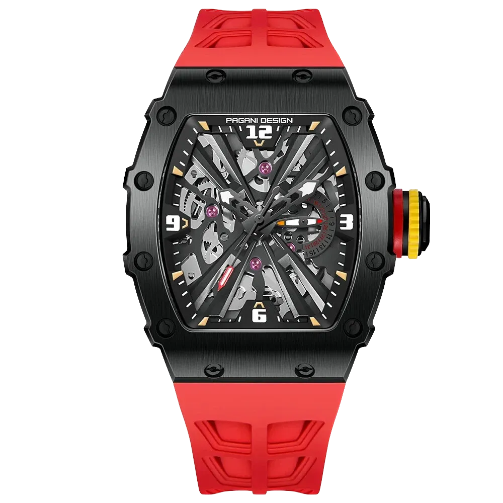 PAGANI DESIGN PD-1738 VH65 Skeleton MILLE Men's Quartz Watch Matte Black 10Bar-PrimeTimepiece