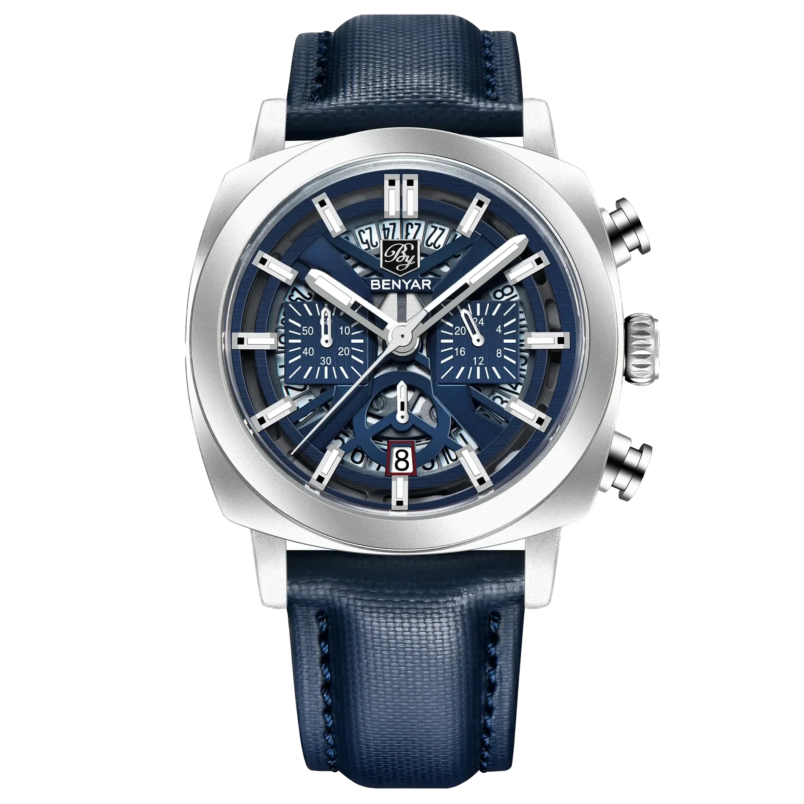 BENYAR BY-5205 Men's Quartz Watch 43mm Luminous Dial 50m Waterproof Chronograph-PrimeTimepiece