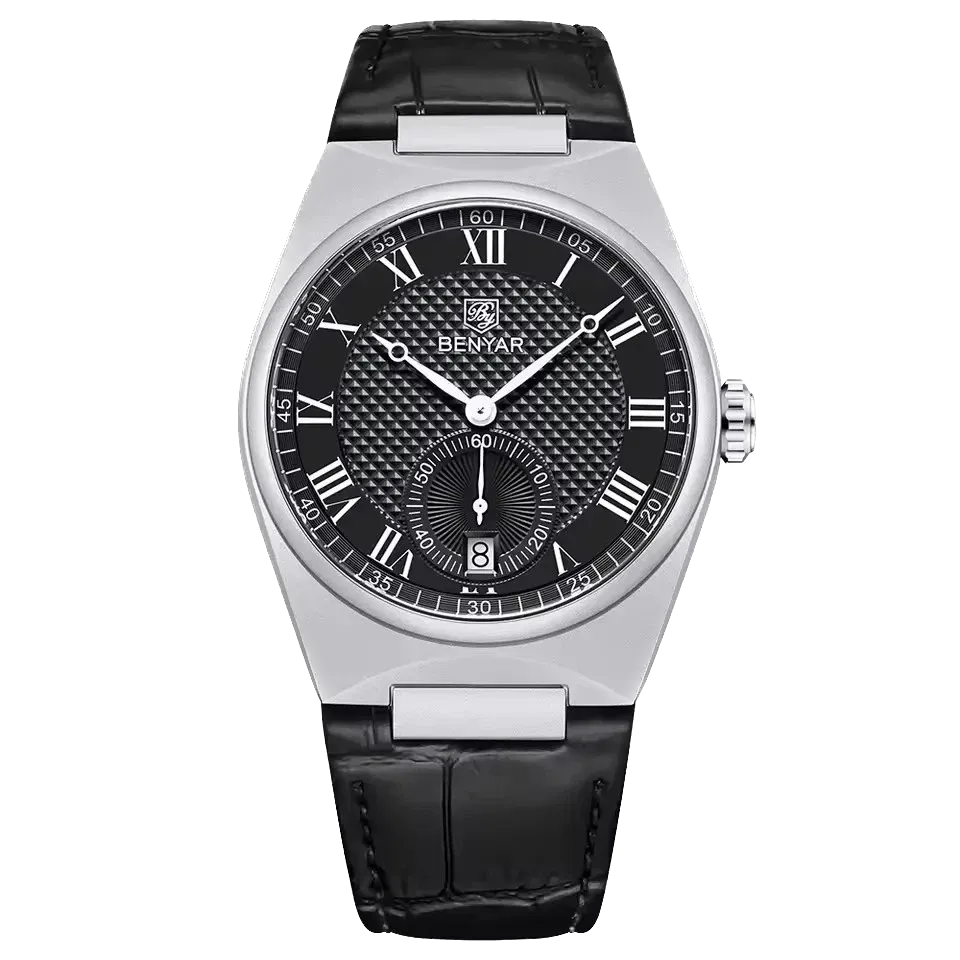 BENYAR 5199 Men's Quartz Watch Simple Calendar Waterproof Leather Strap-PrimeTimepiece
