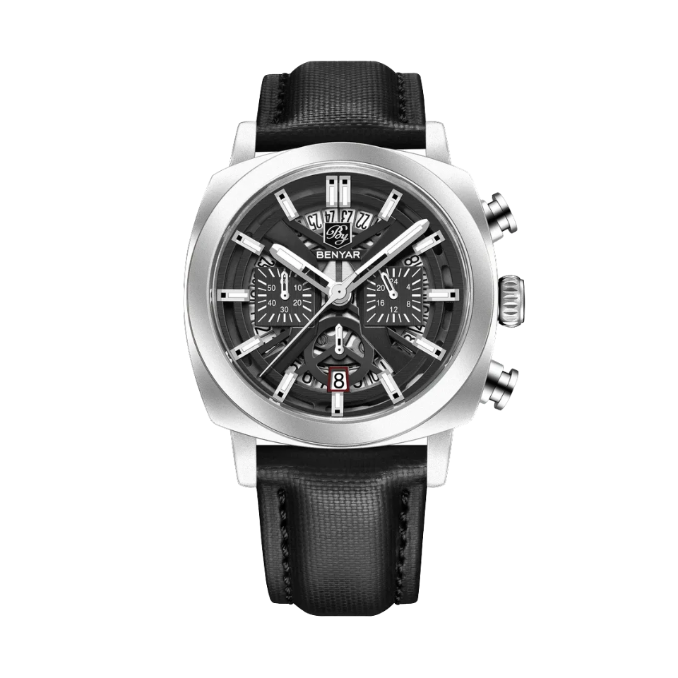 BENYAR BY-5205 Men's Quartz Watch 43mm Luminous Dial 50m Waterproof Chronograph-PrimeTimepiece
