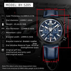 BENYAR BY-5205 Men's Quartz Watch 43mm Luminous Dial 50m Waterproof Chronograph-PrimeTimepiece