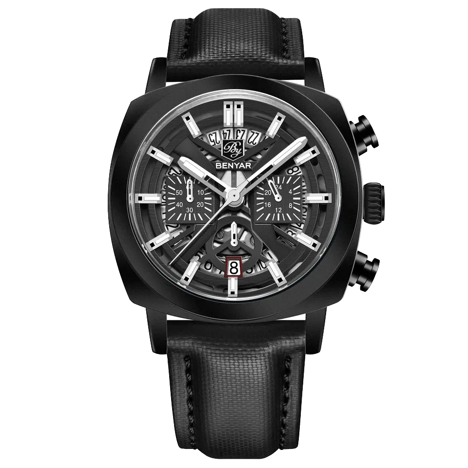 BENYAR BY-5205 Men's Quartz Watch 43mm Luminous Dial 50m Waterproof Chronograph-PrimeTimepiece