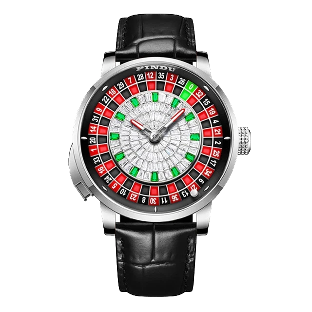 PINDU SILVER CASE Roulette Watches Entertainment Game Turntable NH35A Movement