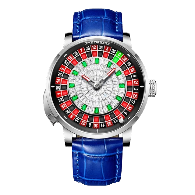 PINDU SILVER CASE Roulette Watches Entertainment Game Turntable NH35A Movement