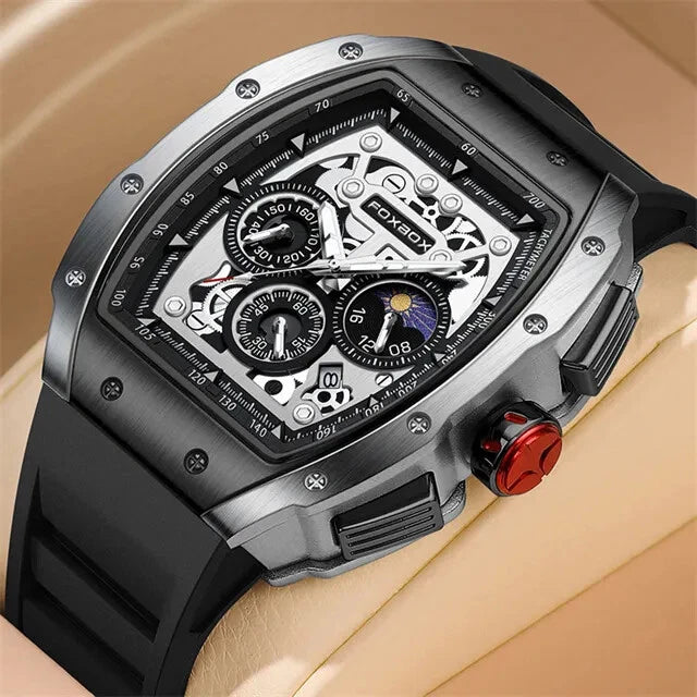 Luxury watch with intricate design on a beige background
