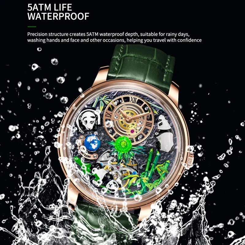 PINDU Panda Series Automatic Mechanical Watch Men Japan NH35 Movement Waterproof