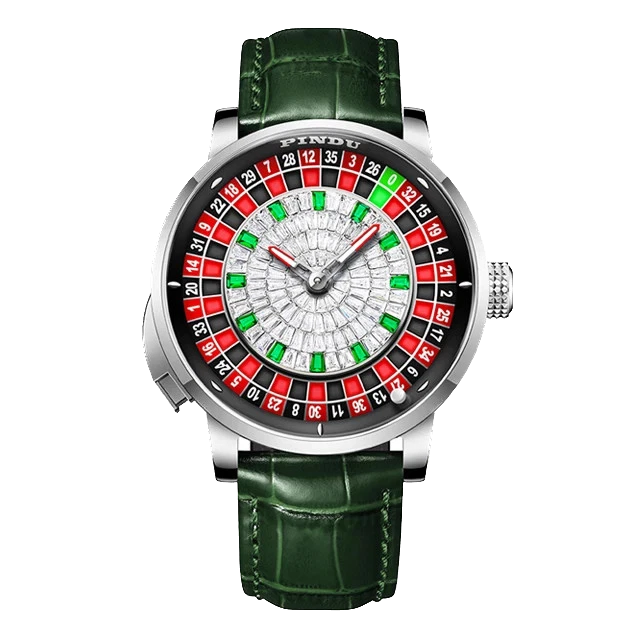 PINDU SILVER CASE Roulette Watches Entertainment Game Turntable NH35A Movement