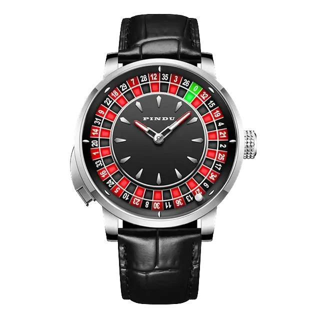 PINDU SILVER CASE Roulette Watches Entertainment Game Turntable NH35A Movement-PrimeTimepiece