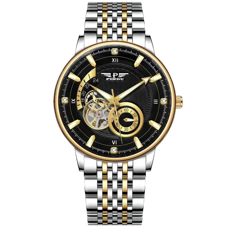 PINDU Green Stainless Steel Tourbillon Classic Mechanical Watch Chronograph-PrimeTimepiece