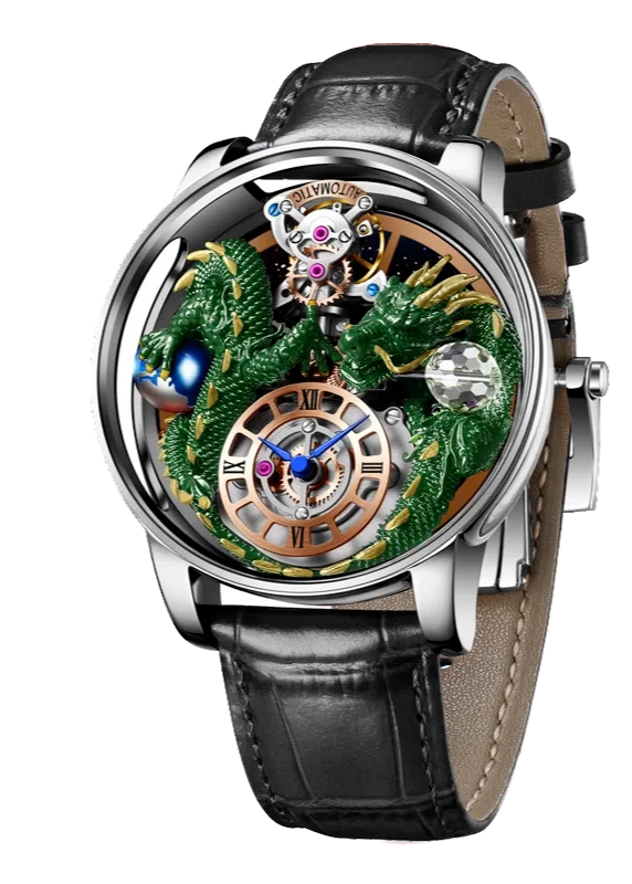 Luxury watch with detailed design on a white background