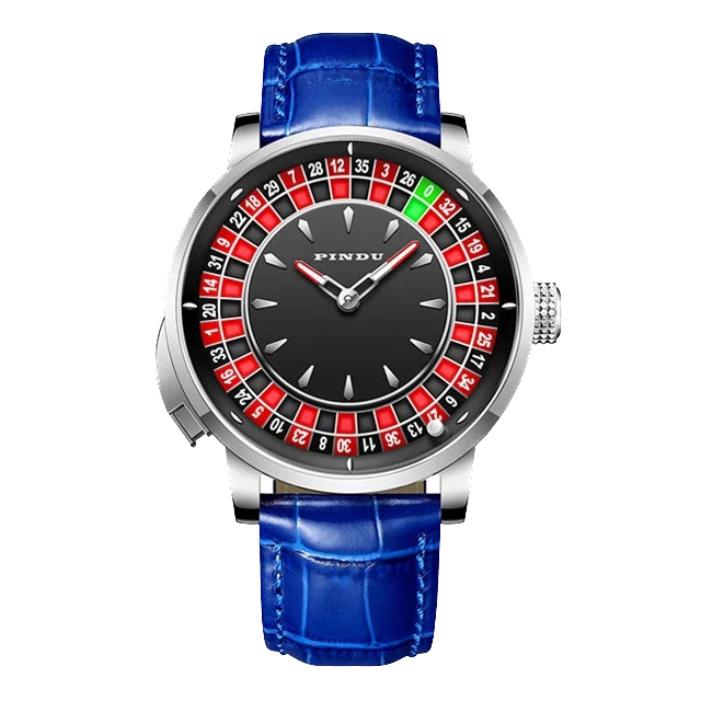 PINDU SILVER CASE Roulette Watches Entertainment Game Turntable NH35A Movement