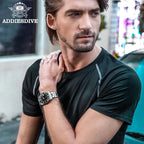 ADDIESDIVE MY-H3-2QZ Men's Watch Black Leather