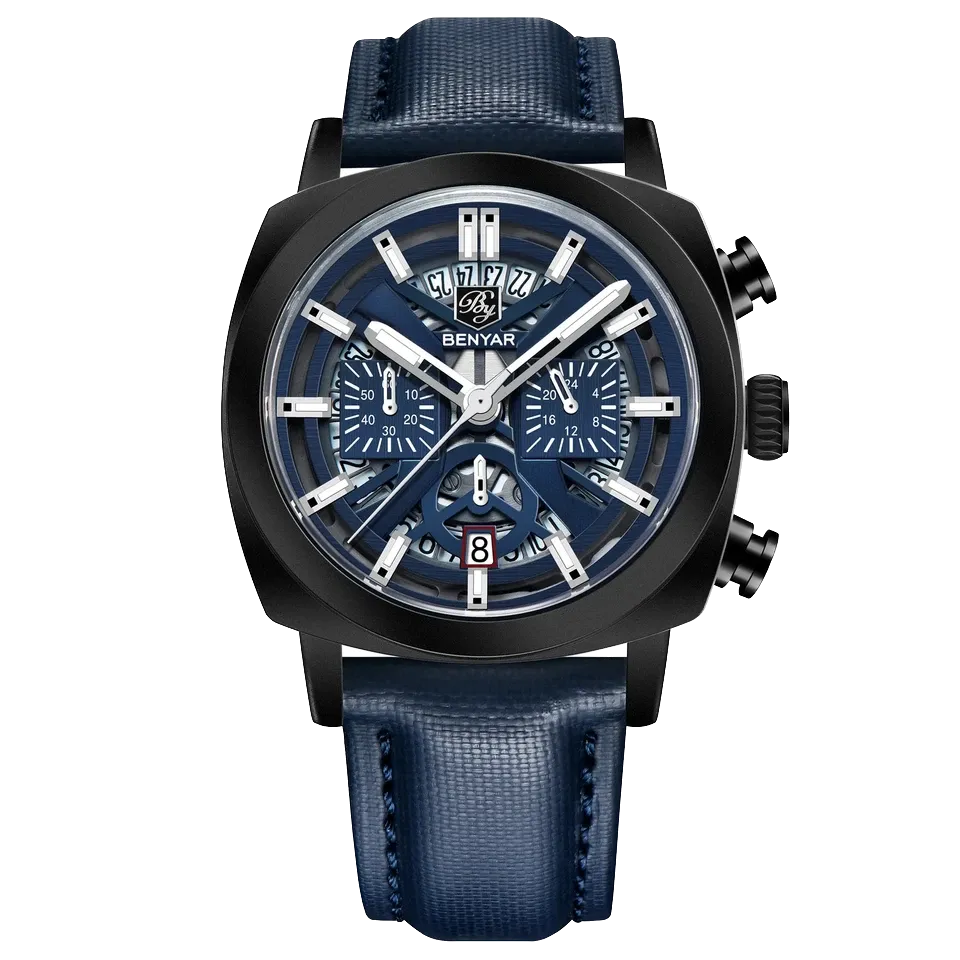 BENYAR BY-5205 Men's Quartz Watch 43mm Luminous Dial 50m Waterproof Chronograph-PrimeTimepiece