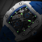 MEGIR Men's Automatic Tonneau Tourbillon Watch Waterproof Silicone Band 8602-PrimeTimepiece