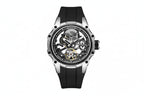MEGIR Men's Skeleton Dial Automatic Mechanical Waterproof Watch Silicone Strap-PrimeTimepiece