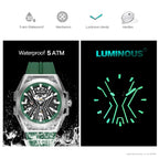 MEGIR Men Automatic Mechanical Watch Skeleton Dial Silicone Strap Waterproof8603-PrimeTimepiece