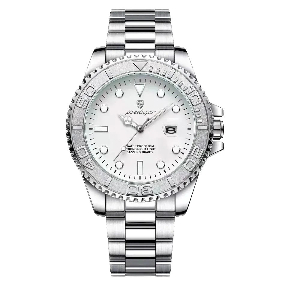 POEDAGAR Luxury Men's Quartz Watch Waterproof Luminous Date Men Stainless Steel-PrimeTimepiece