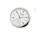 Seestern S382 silver-white dial dress watch on black leather strap, angled studio product view