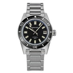 Seestern S404 automatic skin diver 200m, black dial, steel case and bracelet, front view