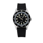 Seestern S404 automatic diver, black dial on black tropic rubber strap, front view