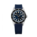Seestern S404 automatic diver, blue dial on blue tropic rubber strap, front view