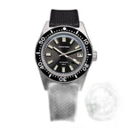 Seestern S404 automatic diver, grey dial on black rubber strap, with green lume shot inset