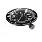 Seestern S404 automatic diver, grey dial and steel bracelet, low side-angle studio view
