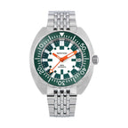 Seestern S406-2 Full Lume automatic diver 200m, white lume dial, green bezel, steel bracelet, front