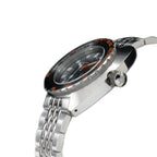 Seestern S406 automatic diver, dark blue aventurine starry dial, steel bracelet, angled view