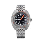 Seestern S406 automatic diver, dark blue aventurine starry dial, steel bracelet, front view
