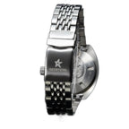 Seestern S406 steel bracelet folding clasp with engraved Seestern star, close-up detail