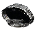 Seestern S406 caseback with Great Wave and star engraving, shown with the curved steel bracelet