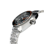 Seestern S406 side profile view of the case, signed crown and stainless steel bracelet