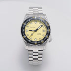 Seestern S407 automatic ceramic diver 200m, yellow dial, black-yellow bezel, steel bracelet, front