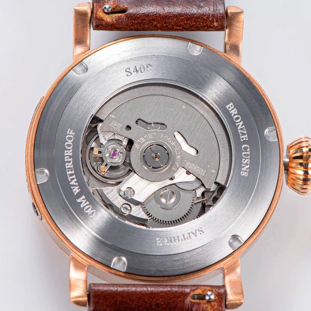 Seestern S408 caseback engraved BRONZE CUSN8, NH35A automatic, 100M waterproof, sapphire exhibition window
