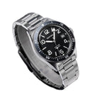 Seestern S434-2 black-dial skin diver on steel bracelet, angled studio view