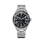 Seestern S434-2 automatic skin diver 39mm, black dial, black bezel, steel bracelet, front view
